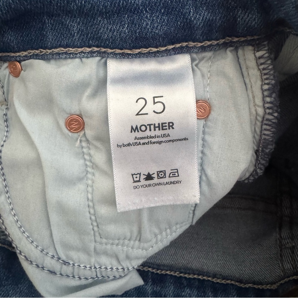 MOTHER The Insider Crop Step Fray Jeans Work Hard Play Hard Size 25 - Picture 11 of 12